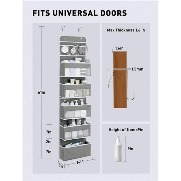 Over The Door Organizer 6 Tier Hanging Storage Baby Closet Bathroom Pantry - Picture 2 of 7